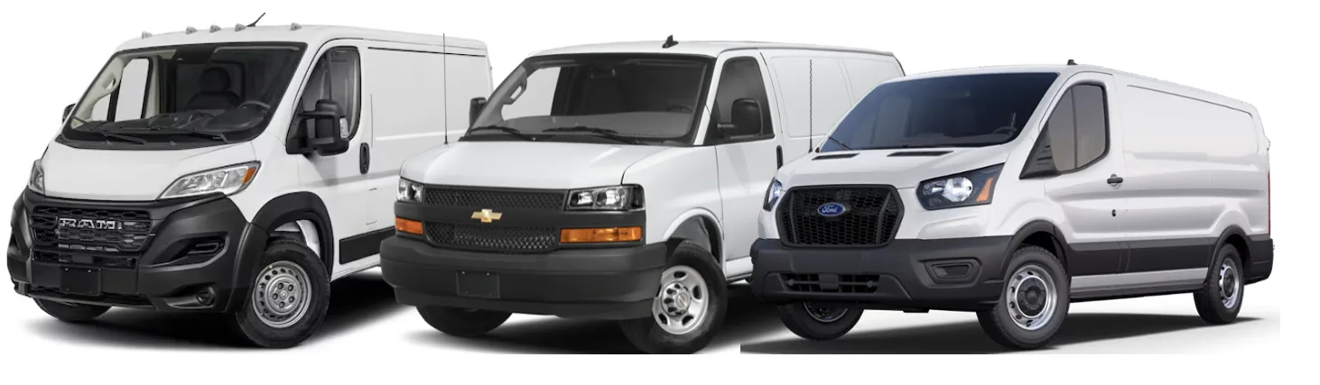 Fleet cargo vans in low roof and high roof configurations