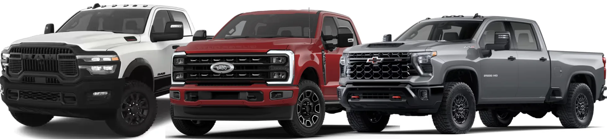 Fleet work trucks including half-ton and heavy-duty pickups